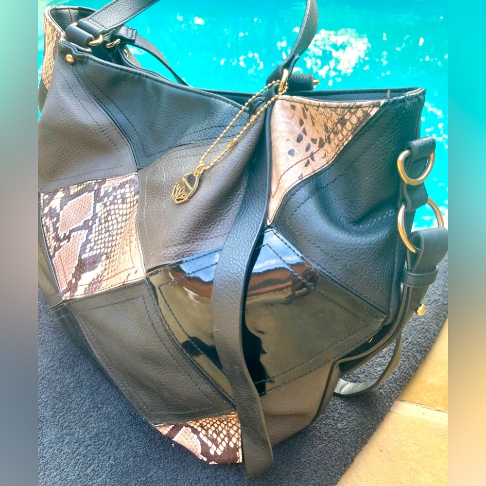 🐍❤️BIG BUDDHA❤️🐍Snakeskin, leather, patent XL Shoulder Bag EUC